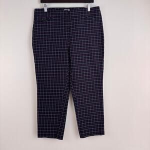 J. Jill Pants Women's 14 Plaid Ankle Tailored Zip Front Blue Red Cream
